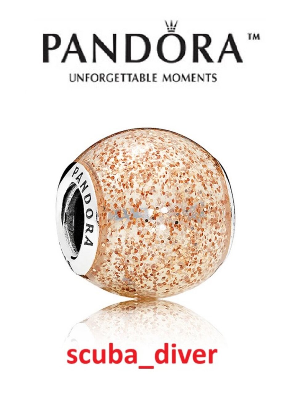 2 Pandora Rose Gold Enamel Glitter Ball Charms Retired 925 Sterling Silver